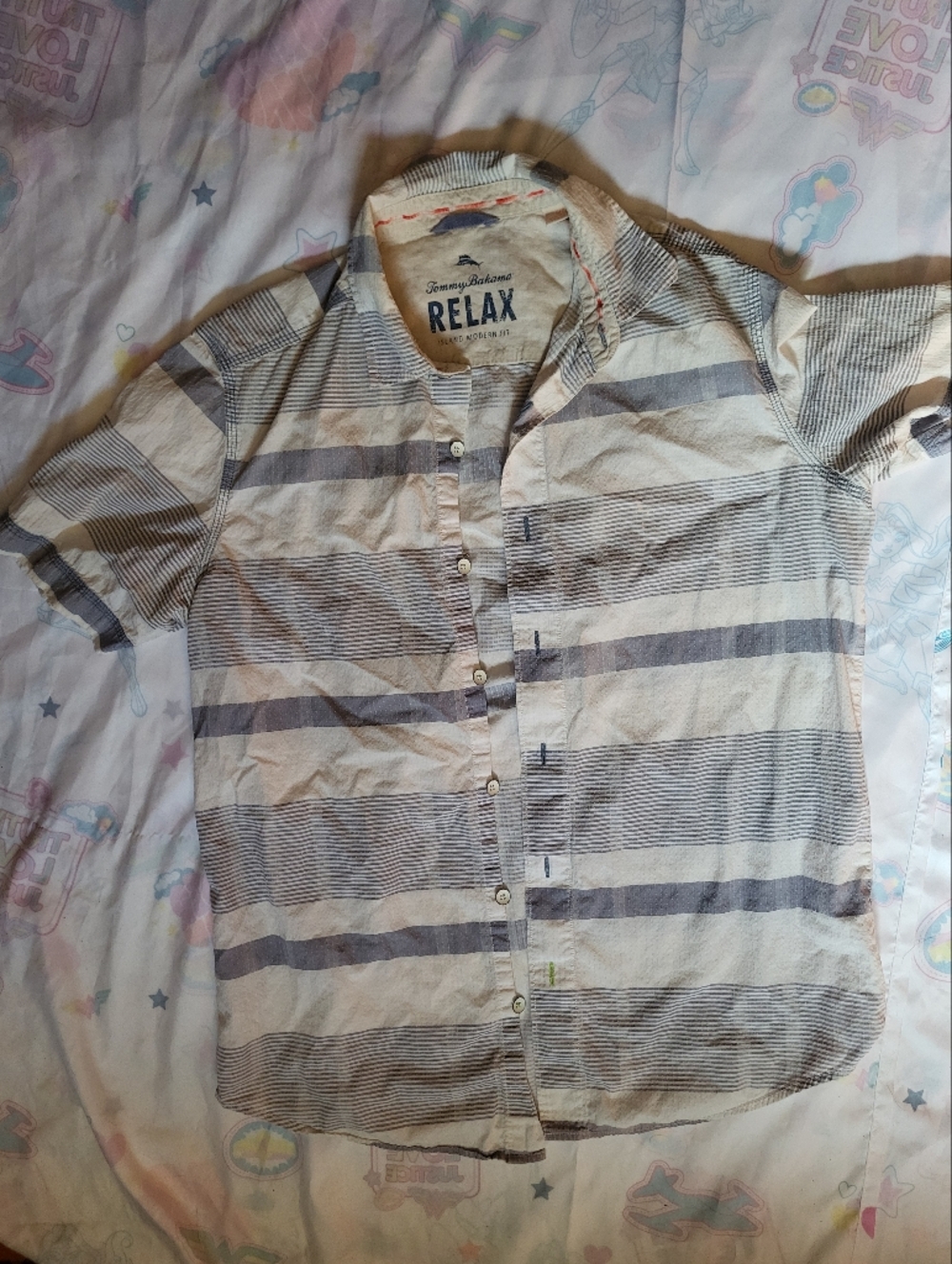 Tommy Bahama Relax Striped Linen Button-Up Shirt in Blue and Cream